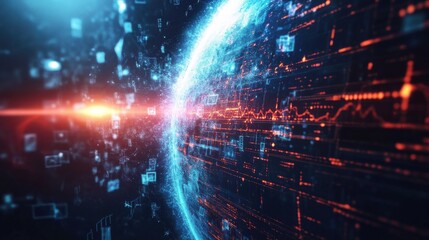 Obraz premium Concept general virtual money, banner Abstract business crypto technology. Metaverse digital world planet cyber Earth illustration