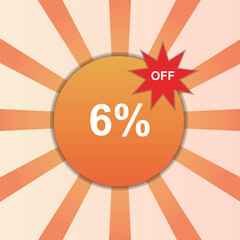 6% OFF discount for sell. offer vector Illustration background design,