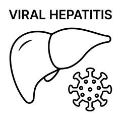 Viral Hepatitis. Vector Icon Representing Liver Hepatitis With Virus Depiction on a White Background for Health and Medical Education