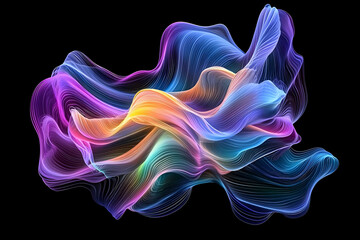 Abstract Colorful Flowing Waves Digital Art