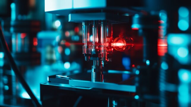 A quantum computer in operation, modern lab background with futuristic displays and quantum processors, High-tech style