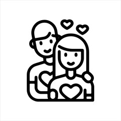 Romantic Couple Line Icon – Love and Relationship Symbol