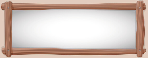 Rustic Hand-Drawn Wooden Frame Banner with Natural Timber Texture for Text or Decoration Banner