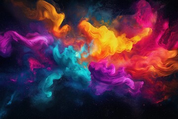 Fototapeta premium Vibrant abstract swirls in dynamic colorful waves on dark background