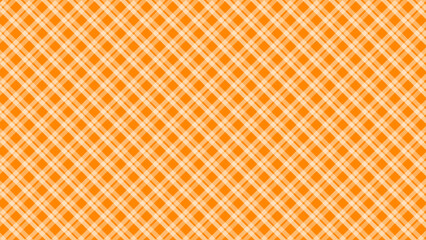 Orange and white diagonal background. Plaid checkered seamless pattern.