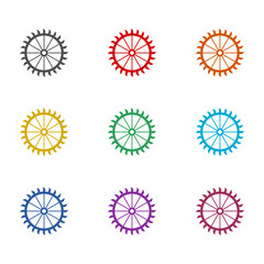 Water mill wheel icon isolated on white background. Set icons colorful © sljubisa
