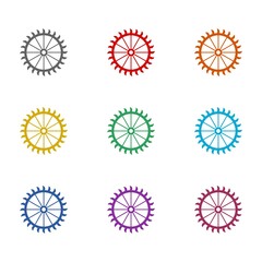 Water mill wheel icon isolated on white background. Set icons colorful © sljubisa