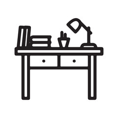 Minimalist Office Desk Icon - Vector Illustration

