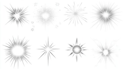 isolated sparkles light shine white background glowing silver shining star effects various light flares illustration