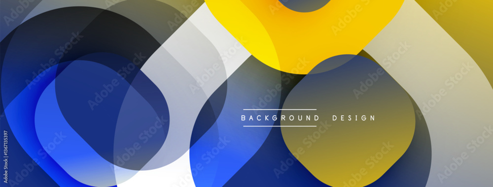 Aufkleber Circular abstract design with overlapping translucent circles and round shapes, blending gradients and smooth curves, creating depth, contrast, and a dynamic visual effect