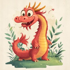 Fototapeta premium Cartoon cute chinese dragon illustration