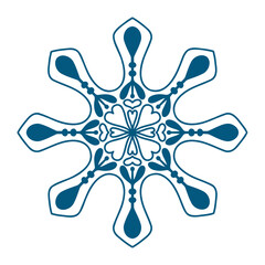 Hand drawn outline snowflake design element. Holiday ornament sketch doodle.Vector illustration for decorate Christmas cards, banners, background