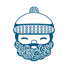 Hand drawn outline santa design element. Holiday ornament sketch doodle.Vector illustration for decorate Christmas cards, banners, background