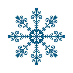 Hand drawn outline snowflake design element. Holiday ornament sketch doodle.Vector illustration for decorate Christmas cards, banners, background