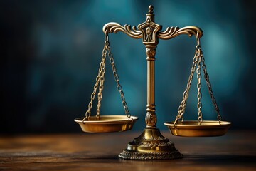 A golden balance scale depicting justice and the pursuit of law