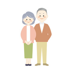 シニア夫婦の全身イラスト　全身