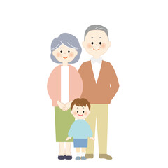 孫と老夫婦　全身