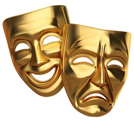 comedy and tragedy masks isolated on transparent background