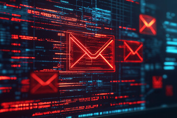 Ransomware email phishing attack displayed on computer screen cybersecurity concept