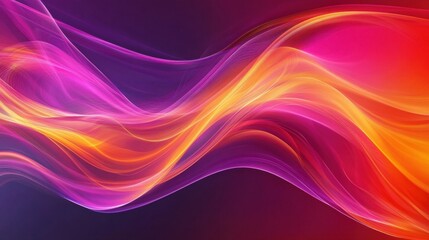 Fototapeta premium Colorful abstract wave pattern with orange and purple gradient curves for modern design background.