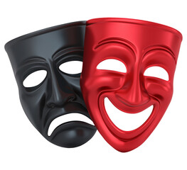 comedy and tragedy masks isolated on transparent background