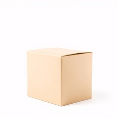 Fototapeta premium closed beige cardboard box on a white background