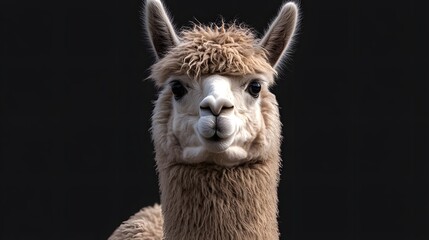 Obraz premium Alpaca with fluffy wool isolated on transparent background