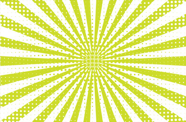 Vibrant Green Halftone Sunburst Background with Radiating Light Rays and Dotted Pattern for Bold and Energetic Design