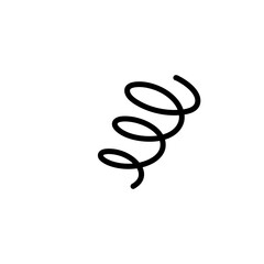 Doodle spiral spring. Hand drawn spring, black wire flexible coil icon. Decorative metal spiral, garland element, neoteric flat coil vector
