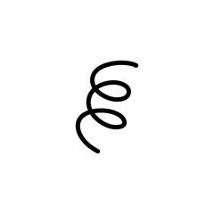 Doodle spiral spring. Hand drawn spring, black wire flexible coil icon. Decorative metal spiral, garland element, neoteric flat coil vector