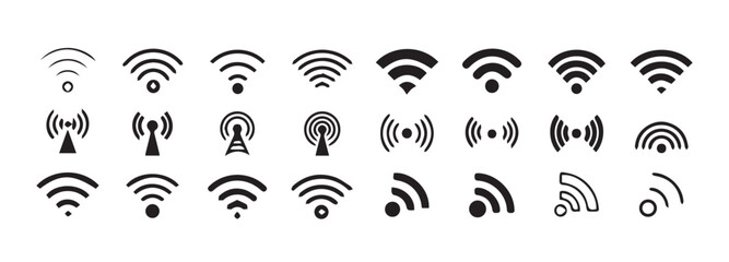 Wifi icon set. signal vector icon. Wireless  icon vector. Wireless symbol collection. Internet sign. vector illustration eps 10.
