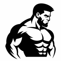 Fototapeta premium Black and white vector illustration of a person's face