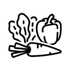 Vector black  line icon for Vegetables