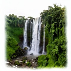 Naklejka premium The Iguazu Falls, cascading through lush greenery