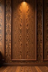 Rich brown wood paneling, vertical grain texture, vintage, wooden background