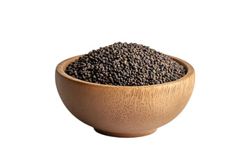 Black seeds in a wooden bowl healthy food nutrition
