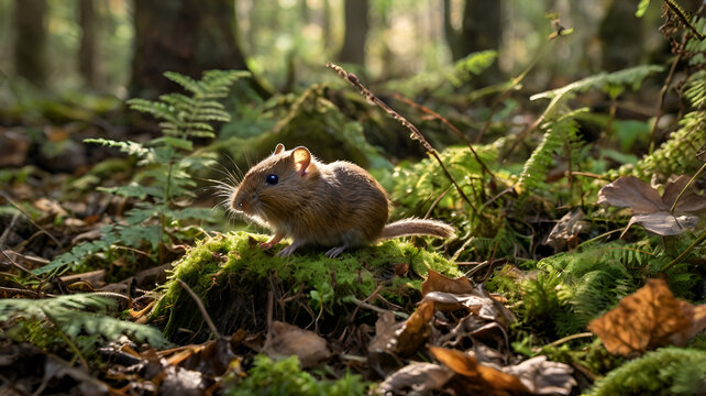 A tiny hazel dormouse clings to a delicate branch ai