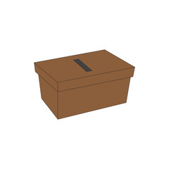 Cardboard ballot box vector illustration on white background.