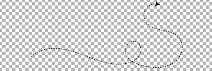 Squiggle line dashed arrow. Dash curved vector editable stroke arrow. isolated on white background. Vector illustration. EPS 10