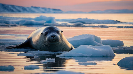 Naklejka premium seal on the beach ai