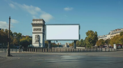 Naklejka premium A Blank Canvas: Iconic Paris Architecture and Open Advertising Space