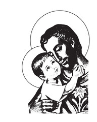 Saint Joseph with child Jesus Illustration catholic religious vector