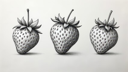 Three realistic strawberry sketch