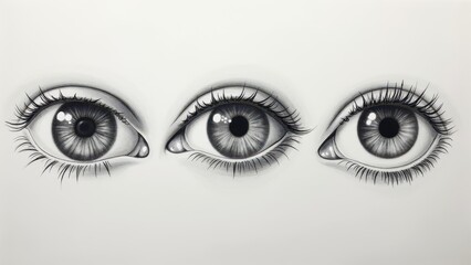 Three Realistic Eyes Drawing