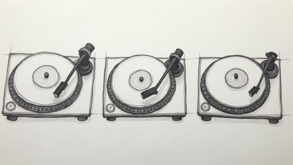 Three Turntables Illustration