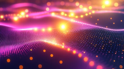 Fototapeta premium A glowing quantum entanglement field connecting two particles --ar 16:9 --v 6.1 Job ID: 8018cb31-c80c-47eb-a826-46150f169bd0