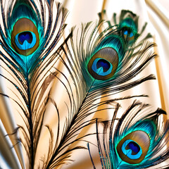 Fototapeta premium peacock feather close up