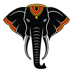 Traditional Asian Wedding Elephant Silhouette Black Vector