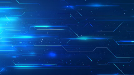 Abstract Blue Technology Background with Glowing Lines and Data Streams for Digital Design