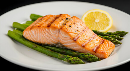 Grilled Salmon with Asparagus and Lemon
